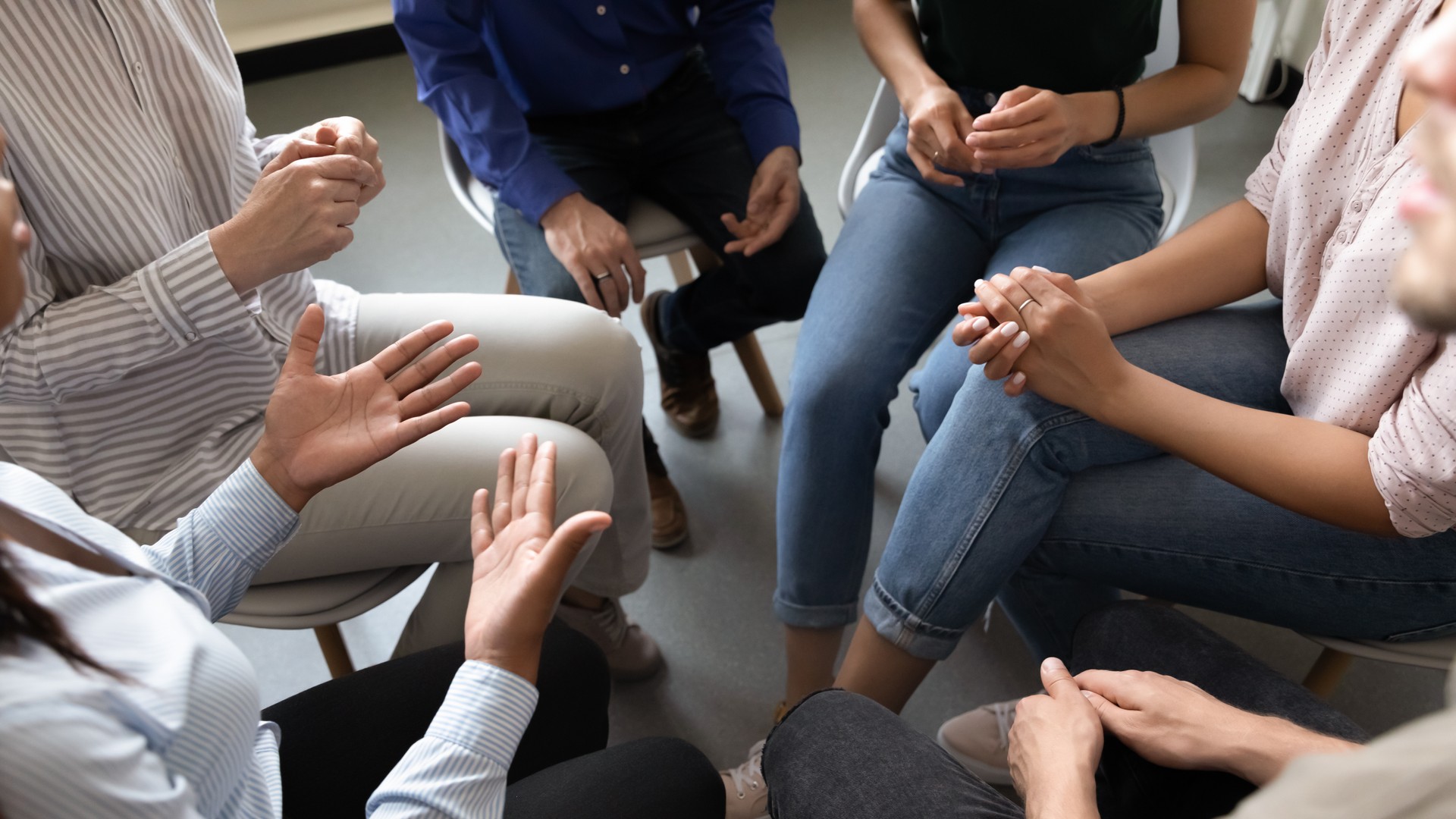 People participating in corporate teambuilding or rehabilitation session activity